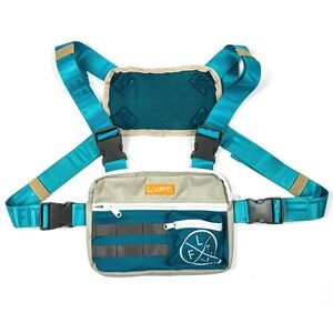 LVFT Teal and Tan Belt Bag for Men